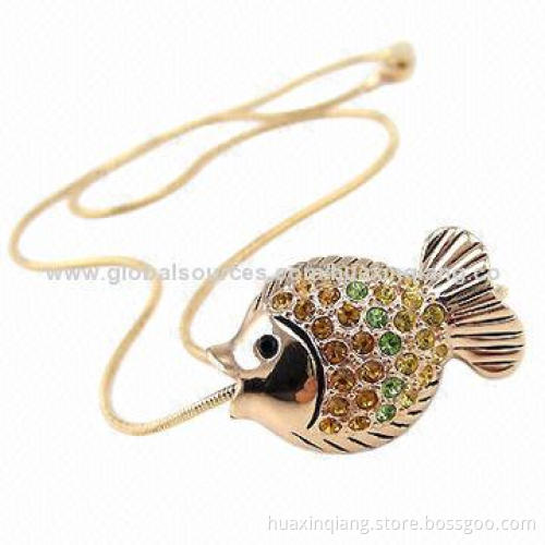 Diamond Fish USB Drive, 512MB-32GB Capacity, Metal + Diamond Material, 5-year Warranty, USB 2